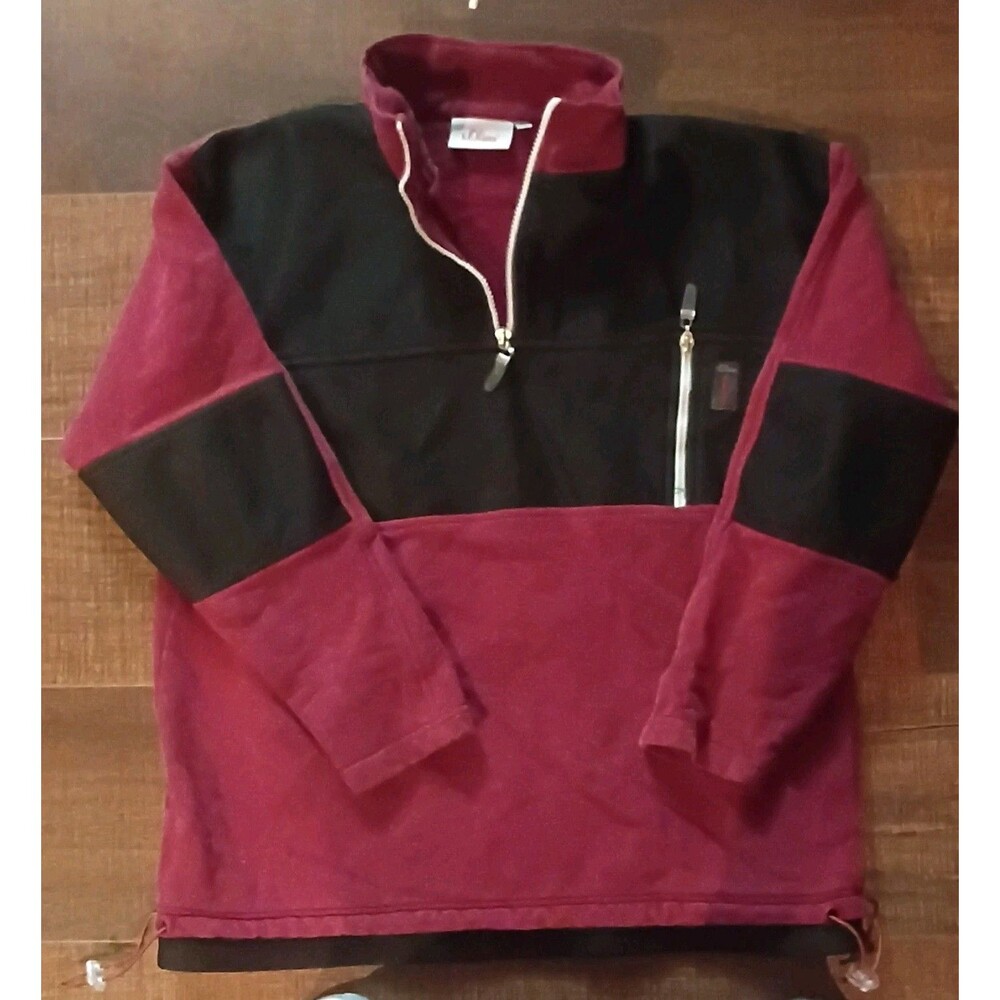 s.Oliver XL Red Black Fleece Cotton 1/4 Zip Mock Neck Pullover Sweatshirt Men